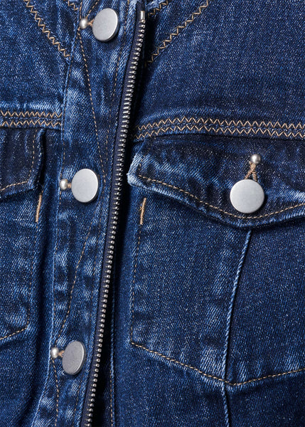 HIGH dark denim Jeansjacke ADAMENT mit Reißverschluss und Metallknöpfen