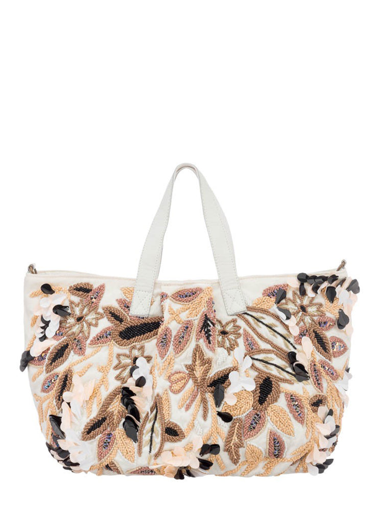 Alex Max Tasche BO1115 creme mit Perlen und Pailletten in