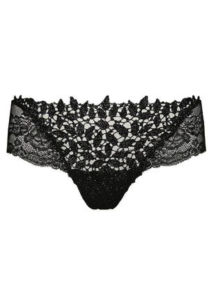 Ambra Brasilian BIJOUX schwarz schimmernde Blattspitze Swarovski Steine halbtransparent