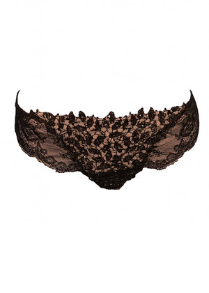 Ambra Brasilian BIJOUX schwarz schimmernde Blattspitze Swarovski Steine halbtransparent