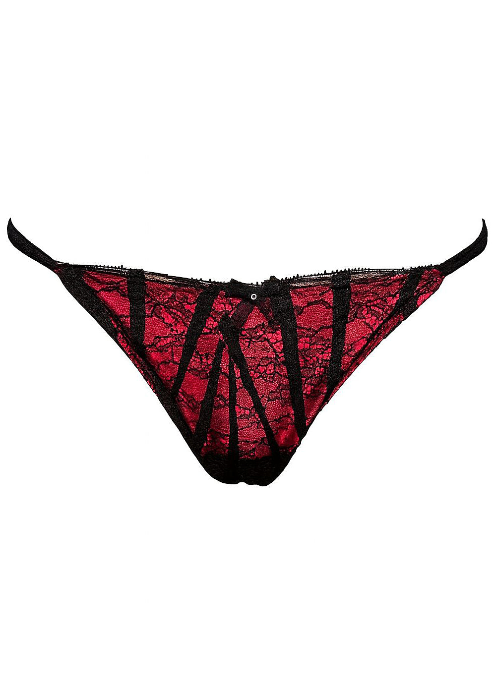 Ambra Brazilian-Slip MOULIN ROUGE schwarz-rot aus Spitze mit Swarowski-Elementen