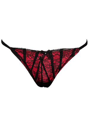 Ambra Brazilian-Slip MOULIN ROUGE schwarz-rot aus Spitze mit Swarowski-Elementen
