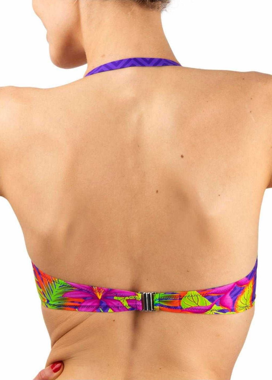 Antigel Bikini-Set LA DECOUVREUSE lila-grün tropischer Muster