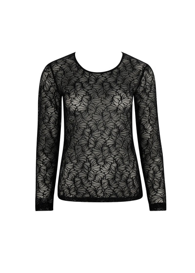 Antigel Langarm Shirt ATELIER SEDUCTION schwarz Spitze Rundhals