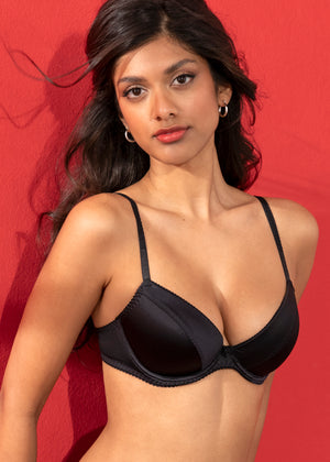 Antigel Schalen-BH SATIN GLAMOUR schwarz aus Satin Retro-Stil