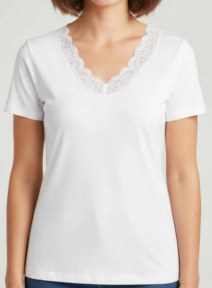 Antigel T-Shirt SIMPLY PERFECT champagner Micromodal mit Spitze