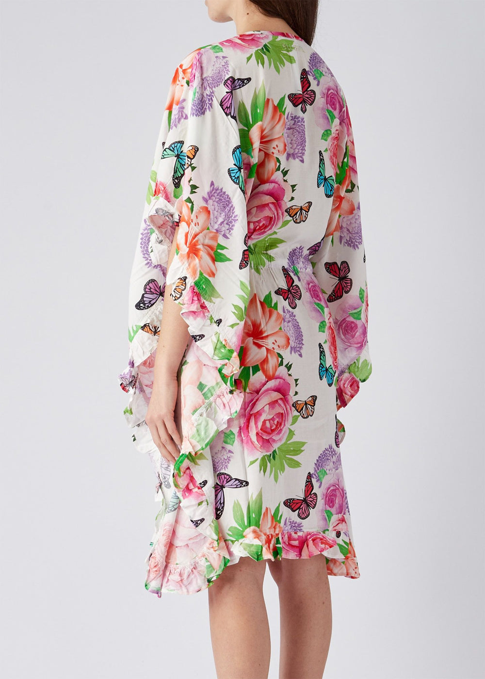 BLUGIRL Kaftan FLOWER BUTTERFLY rosé mit Blumen Schmetterling Druck