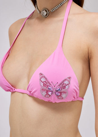 BLUGIRL Triangel Bikini BUTTERFLY rosa Schmetterling aus Strasssteinchen