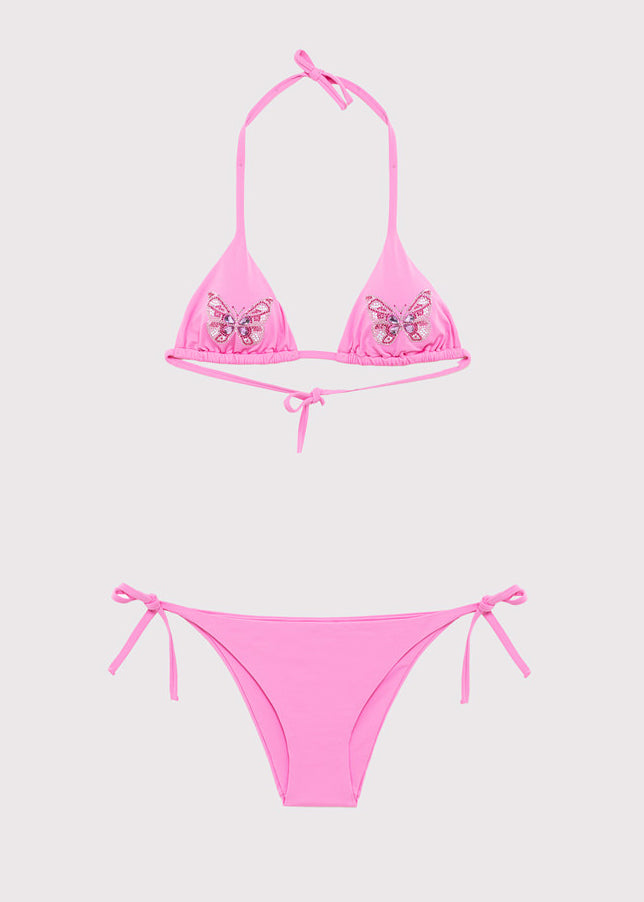 BLUGIRL Triangel Bikini BUTTERFLY rosa Schmetterling aus Strasssteinchen