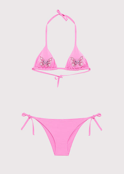 BLUGIRL Triangel Bikini BUTTERFLY rosa Schmetterling aus Strasssteinchen