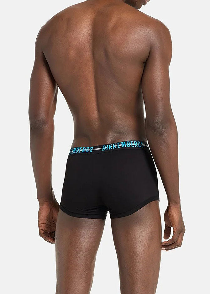 Bikkembergs Boxershorts DOUBLE LINE schwarz Stretch-Baumwolle Gummibund hellblau
