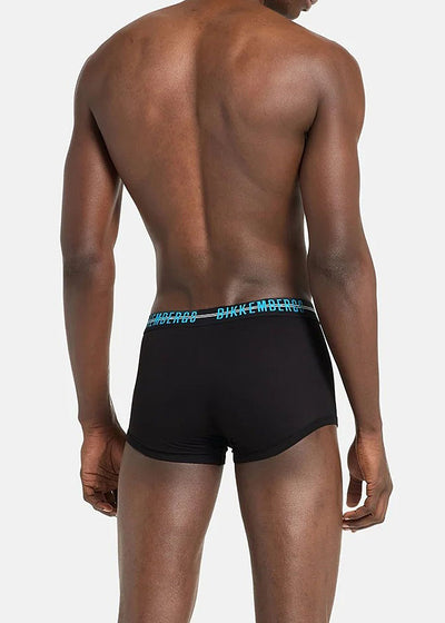 Bikkembergs Boxershorts DOUBLE LINE schwarz Stretch-Baumwolle Gummibund hellblau