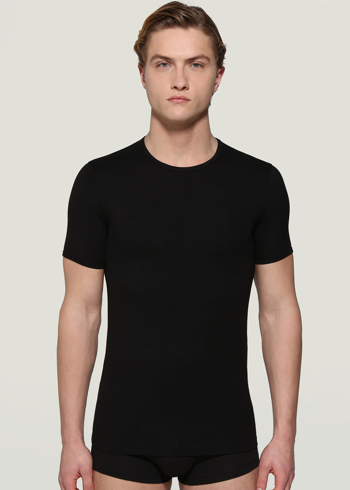 Bikkembergs Unterhemd ESSENTIAL schwarz kurzarm Baumwoll-Jersey