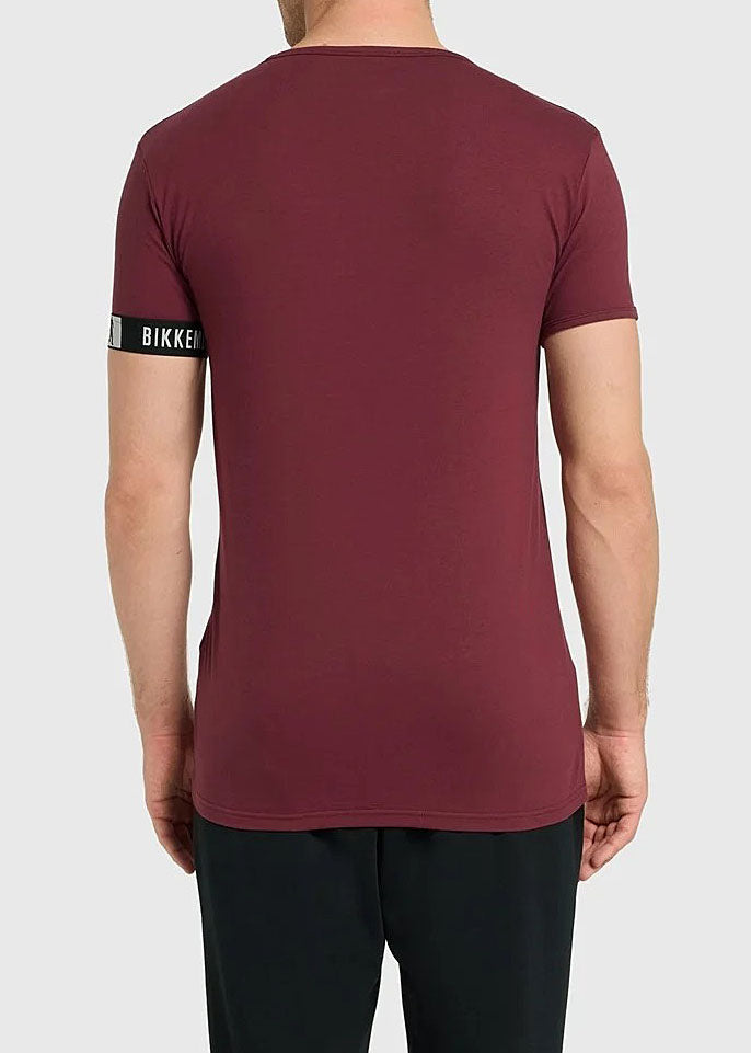 Bikkembergs Unterhemd NEW PUPINO weinrot kurzarm Rundhals Baumwoll-Jersey