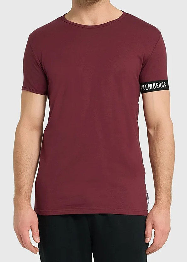 Bikkembergs Unterhemd NEW PUPINO weinrot kurzarm Rundhals Baumwoll-Jersey