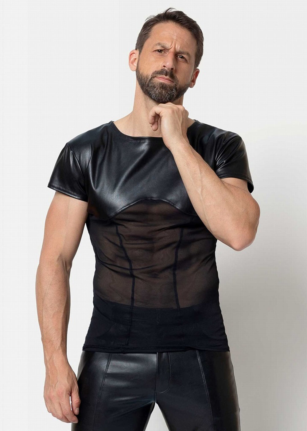 Catanzaro T-Shirt HAKON schwarz aus Netz mit Wetlook