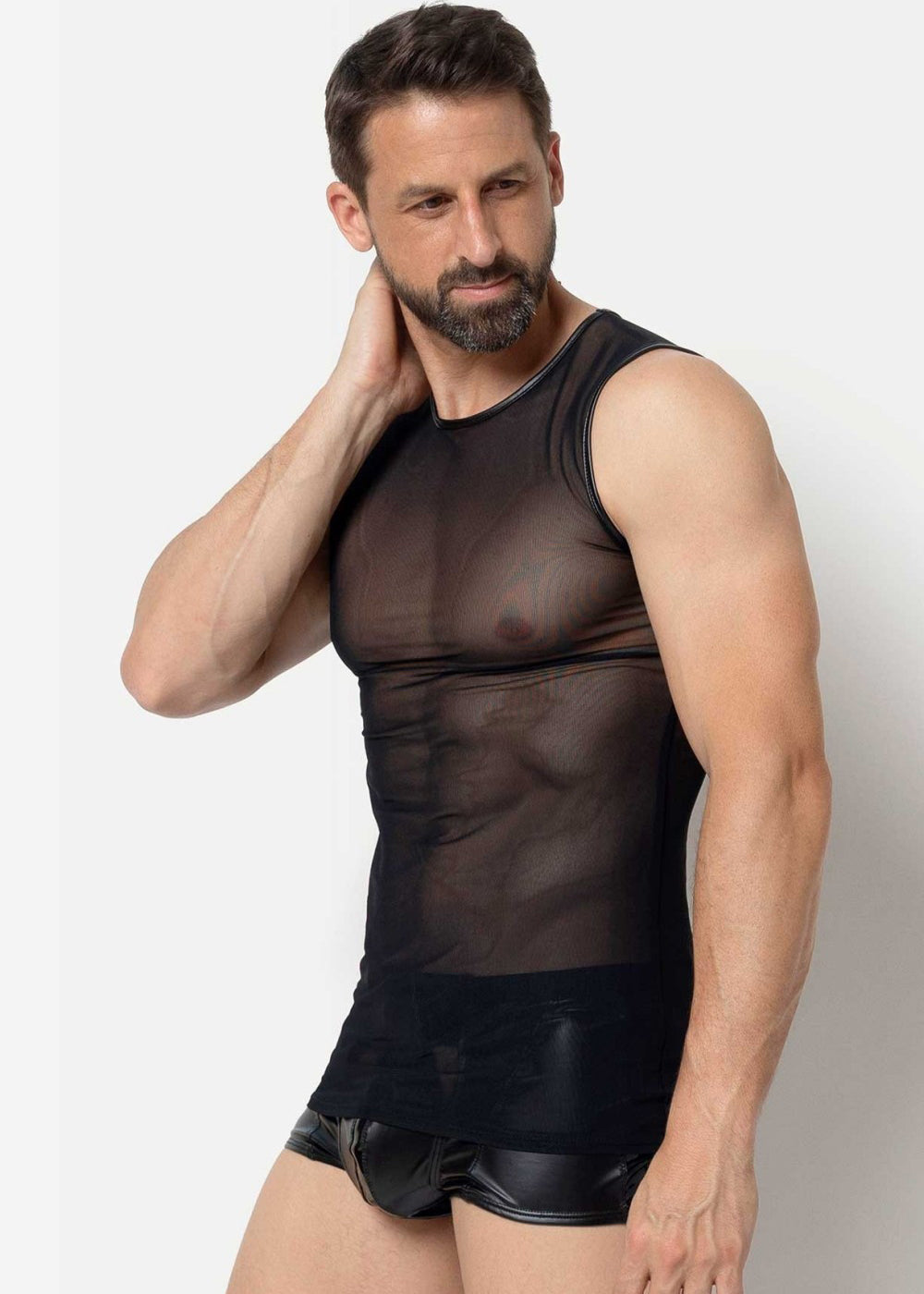 Catanzaro Top ADRIEN schwarz transparent aus Mesh ohne Arm