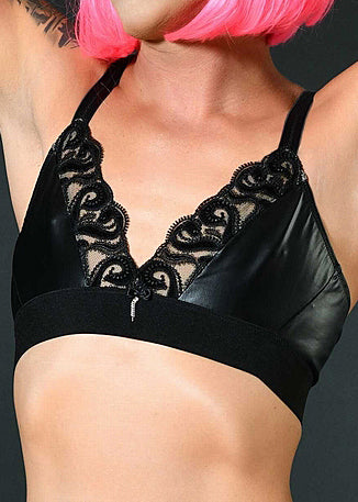 Catanzaro unisex Bustier MONIQUE schwarz Wetlook Samtstickerei Tüll