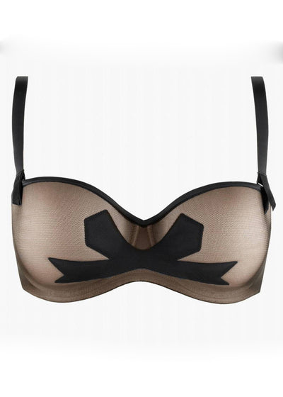 Chantal Thomass Bandeau-BH NOEUDS ET MERVEILLES schwarz Netz beige gefüttert