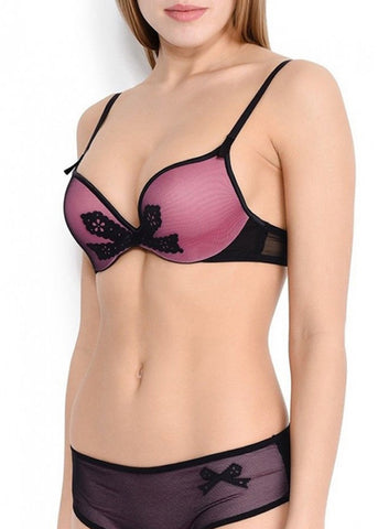 Chantal Thomass Push-Up BH NOEUDS ET MERVEILLES rosa schwarze Schleife