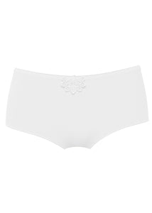 Dacapo Format Panty CLAIRE aus glattem weichem Material in weiß mit Spitzendetail vorne