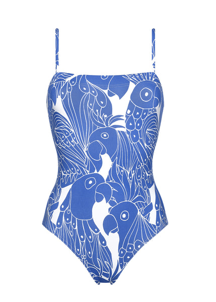 ERES Badeanzug JACO blau mit Kakadu-Print