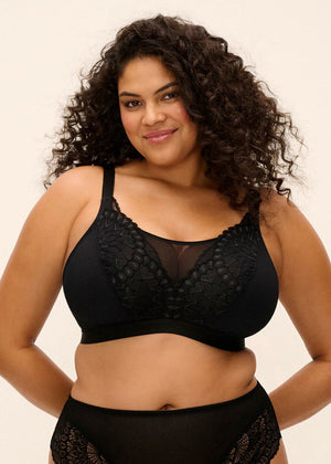 Elomi Bralette TIERNIE schwarz aus Spitze ohne Bügel für große Cups