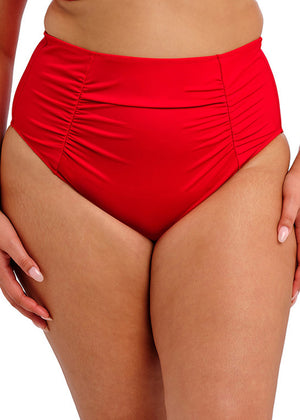 Elomi Highwaist-Bikinihose PLAIN SAILING rot geraffte Bauchpartie