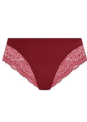 Elomi String TIERNIE rot mit hohem Beinausschnitt und elastischen Mesh-Einsätzen