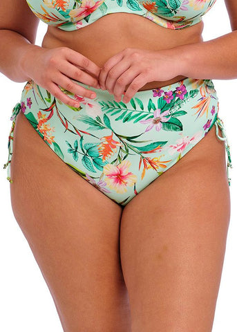 Elomi hohe Bikinihose SUNSHINE mintgrün tropischer Muster mit Raffung