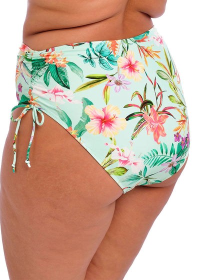 Elomi hohe Bikinihose SUNSHINE mintgrün tropischer Muster mit Raffung