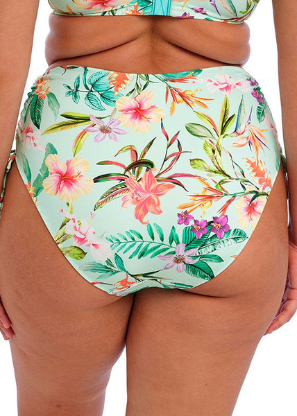 Elomi hohe Bikinihose SUNSHINE mintgrün tropischer Muster mit Raffung
