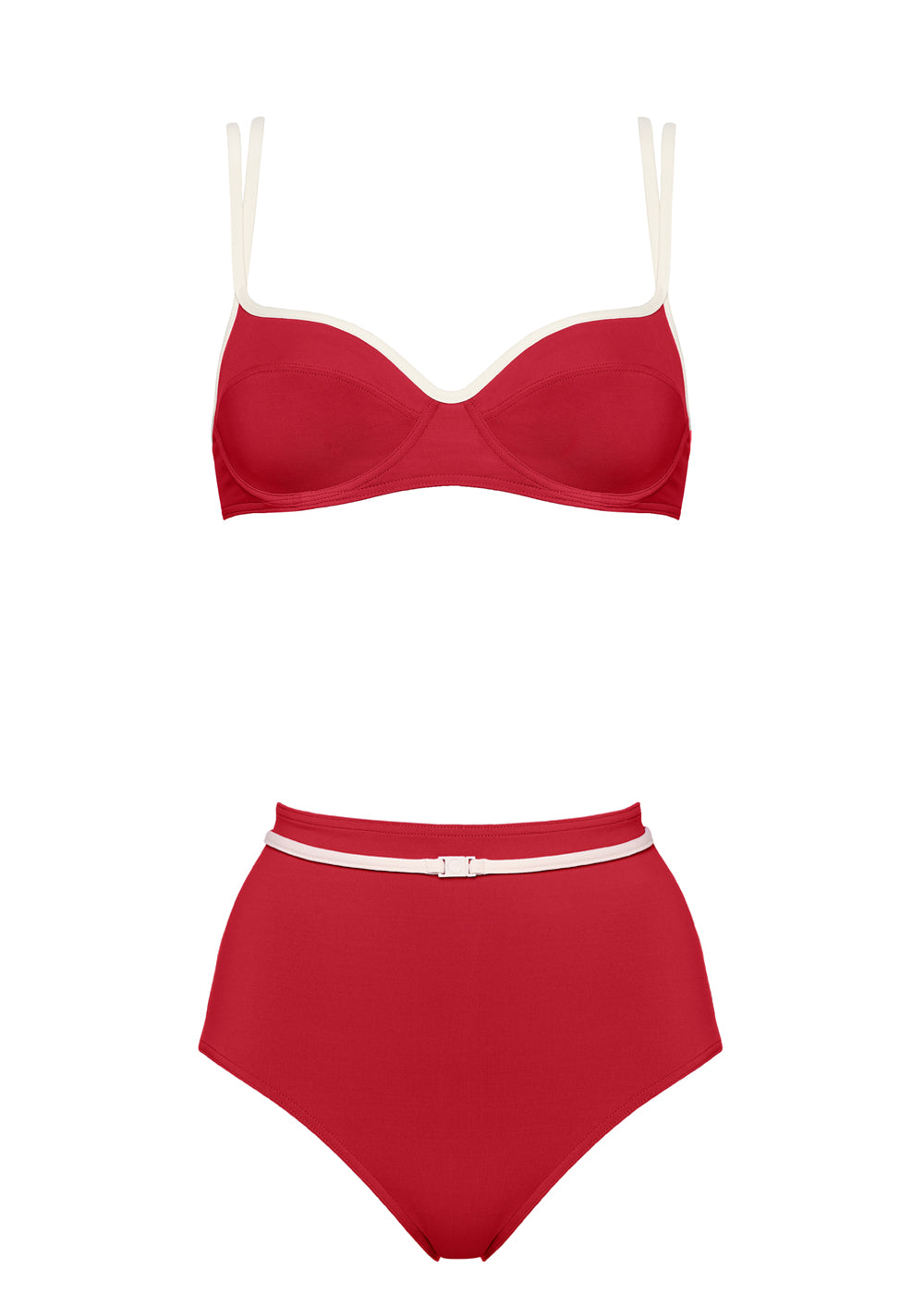 Eres Bikini-Set DAYLE CHERYL rot mit Bügel weiße Kontraststreifen Retro-Stil