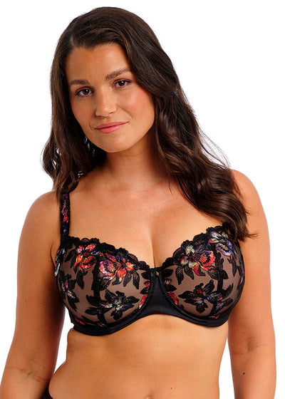 Fantasie Balconette BH MAGDALENA schwarz Bügel florale Stickerei seitlich verstärkt