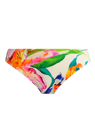 Fantasie Bikinihose IGUAZU FALLS champagner bunte Farbtupfer Muster mittelhoch