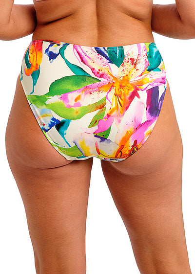 Fantasie Bikinihose IGUAZU FALLS champagner bunte Farbtupfer Muster mittelhoch