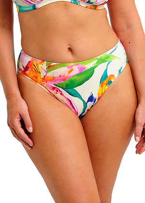 Fantasie Bikinihose IGUAZU FALLS champagner bunte Farbtupfer Muster mittelhoch