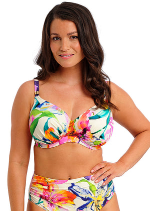 Fantasie Bikinioberteil IGUAZU FALLS champagner bunte Farbtupfer Muster Vollschale Bügel