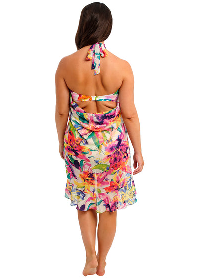 Fantasie Multiway-Kleid IGUAZU FALLS champagner bunte Farbtupfer Rüschendetails mehrere Tragevarianten