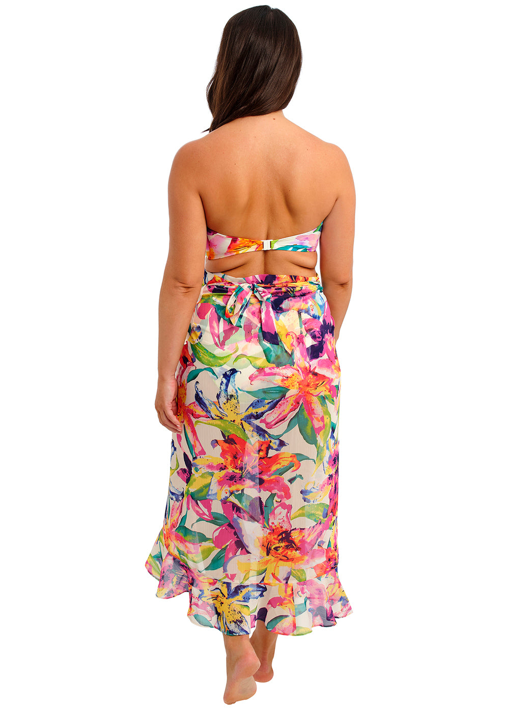 Fantasie Multiway-Kleid IGUAZU FALLS champagner bunte Farbtupfer Rüschendetails mehrere Tragevarianten