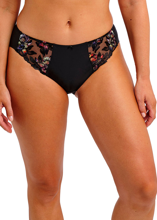 Fantasie Slip MAGDALENA schwarz florale Stickerei blickdicht