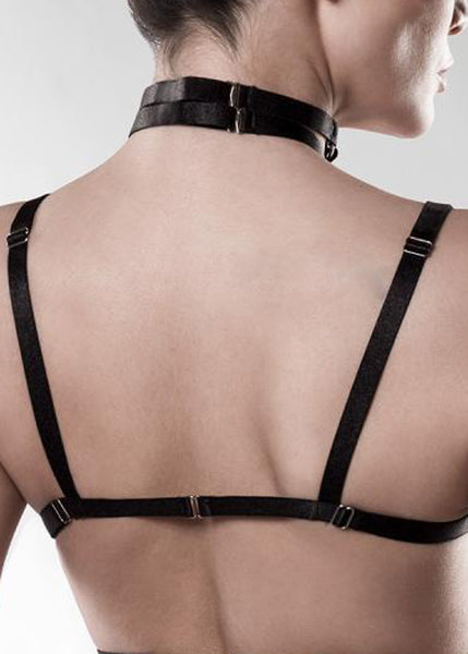 Grey Velvet Harness-String-Body schwarz aus Bändern und Spitze