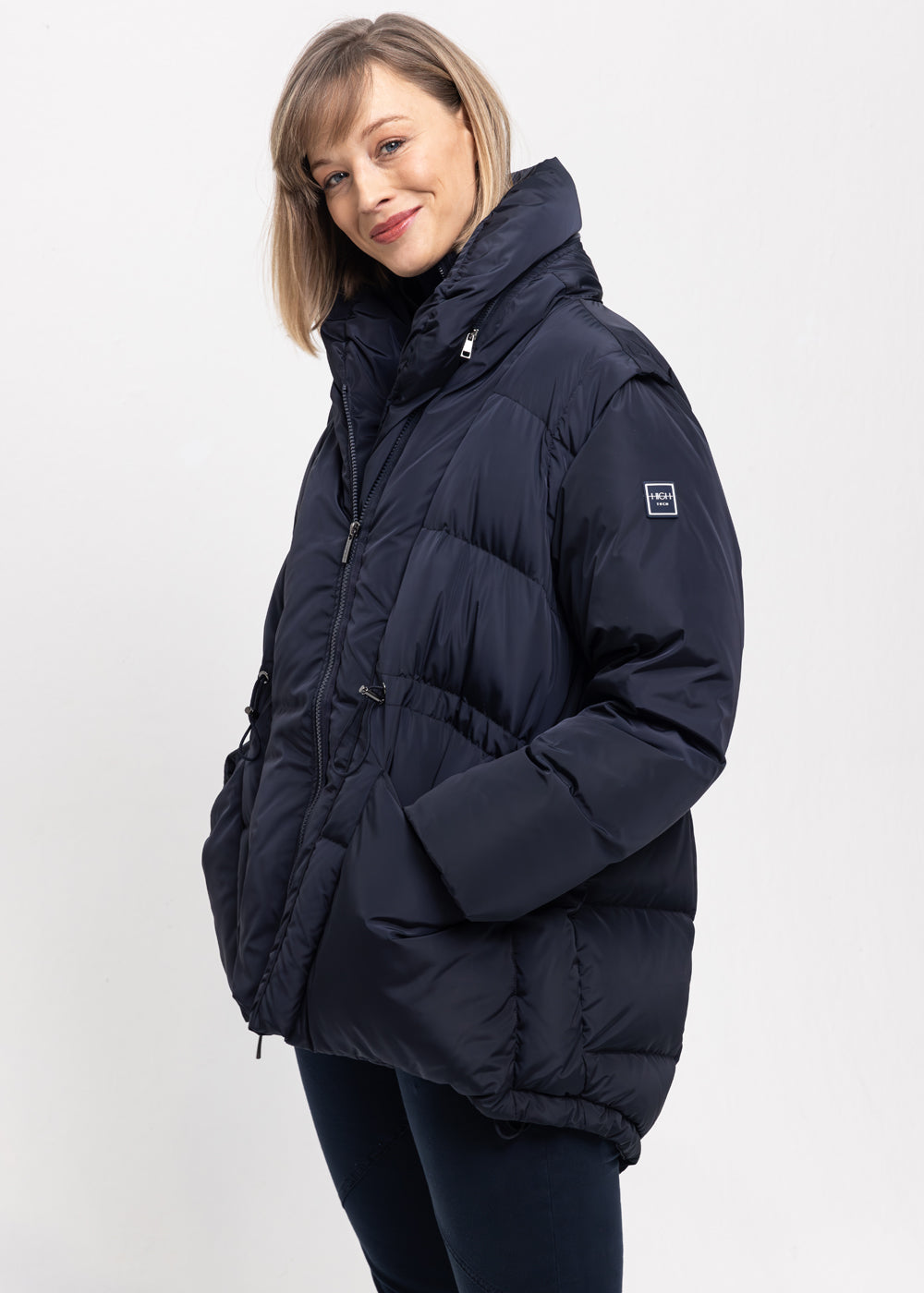 HIGH Unisex Daunen-Jacke Weste BLEAK nachtblau Daunenfutter entfernbare Ärmel