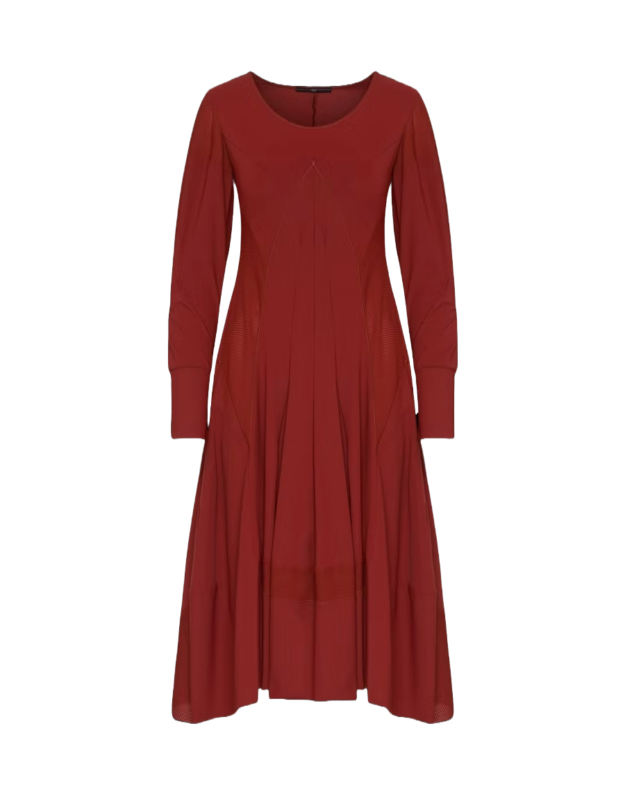 HIGH Midi-Kleid SERENITY rostrot Stretch langarm strukturiert