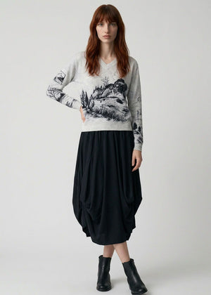 HIGH Midirock TOPPLE schwarz asymmetrisch aus Sensitive-Jersey