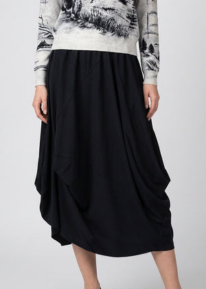 HIGH Midirock TOPPLE schwarz asymmetrisch aus Sensitive-Jersey