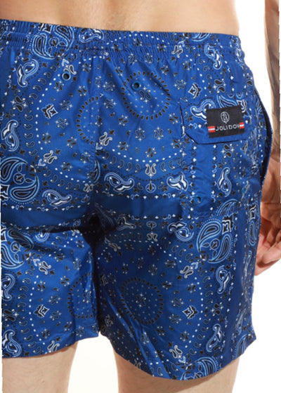 Jolidon Badeshorts PAISLEY blau mit schwarz-weißem Paisleymuster