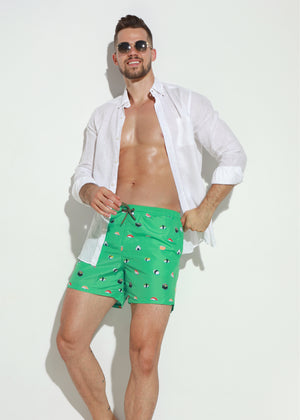 Jolidon Badeshorts SUSHI grün mit buntem Sushiprint