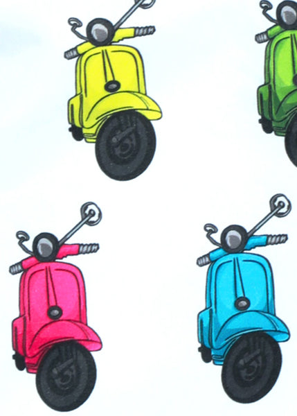 Jolidon Kids Badeshorts ROLLER weiß mit buntem Motorroller-Aufdruck