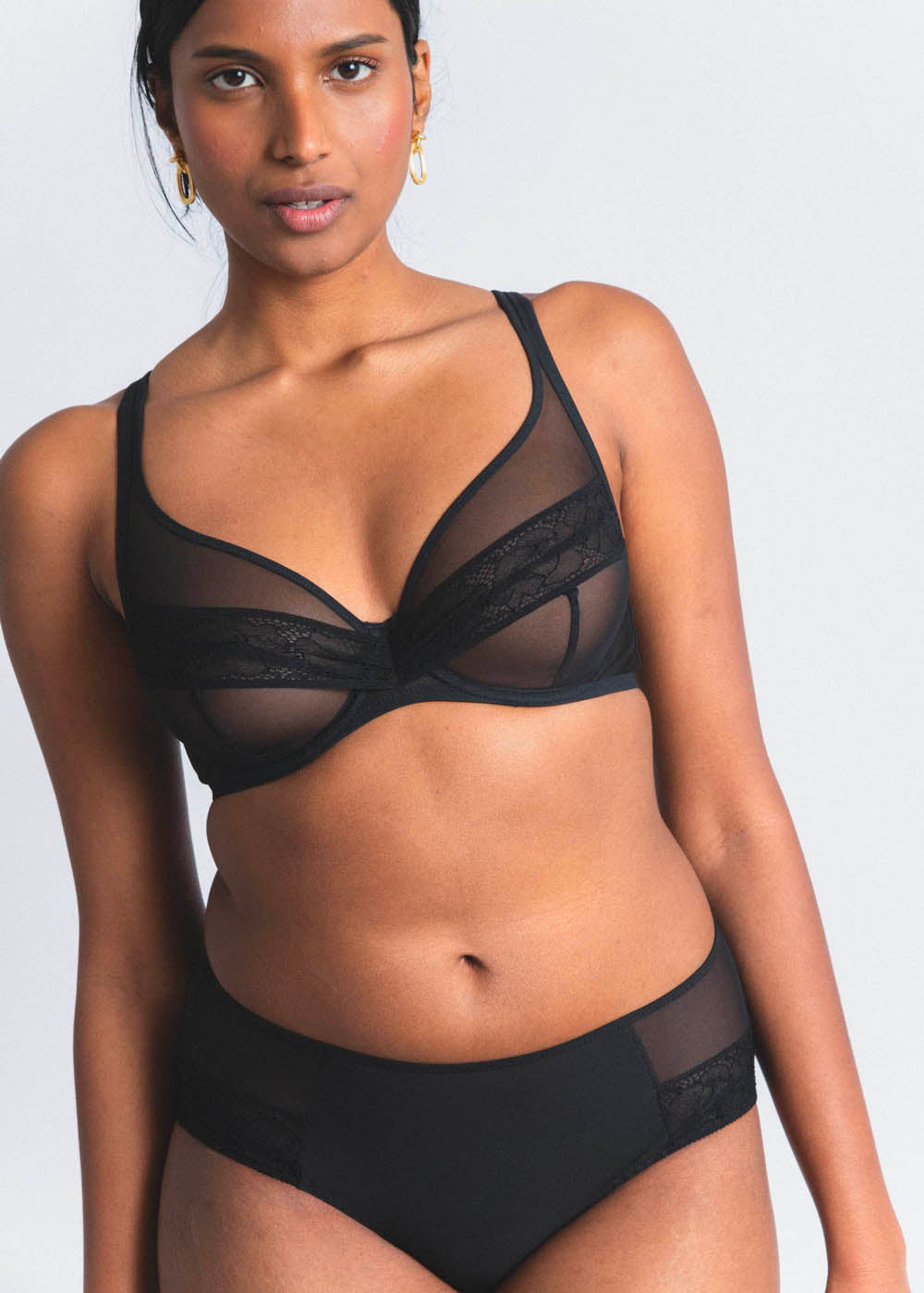 LEJABY Bügel-BH NUDITÉ schwarz Tüll Leavers Spitze große Cups